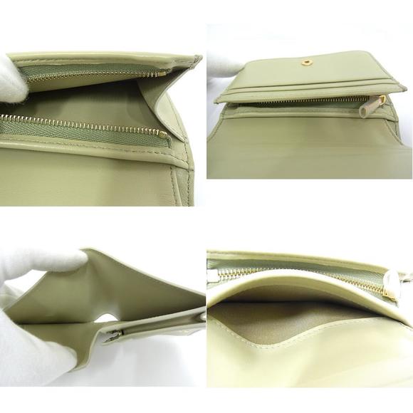 Celine Bifold Wallet Triomphe Compact Wallet Leather Green x - Picture 6 of 7